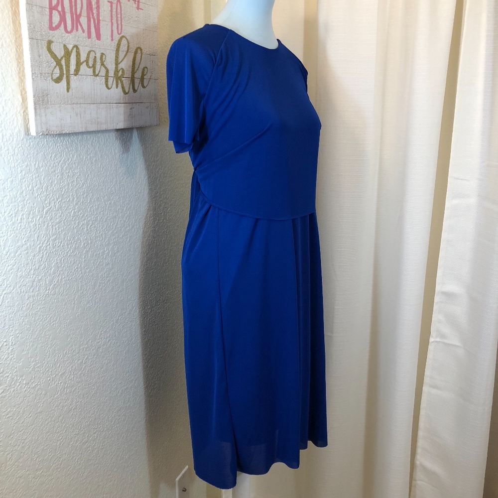 COS Blue Shift Dress Mesh Sleeve Tie Back, S NWT - Picture 5 of 8